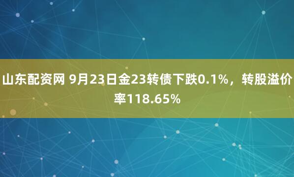山东配资网 9月23日金23转债下跌0.1%，转股溢价率118.65%