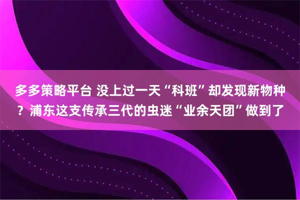 多多策略平台 没上过一天“科班”却发现新物种？浦东这支传承三代的虫迷“业余天团”做到了